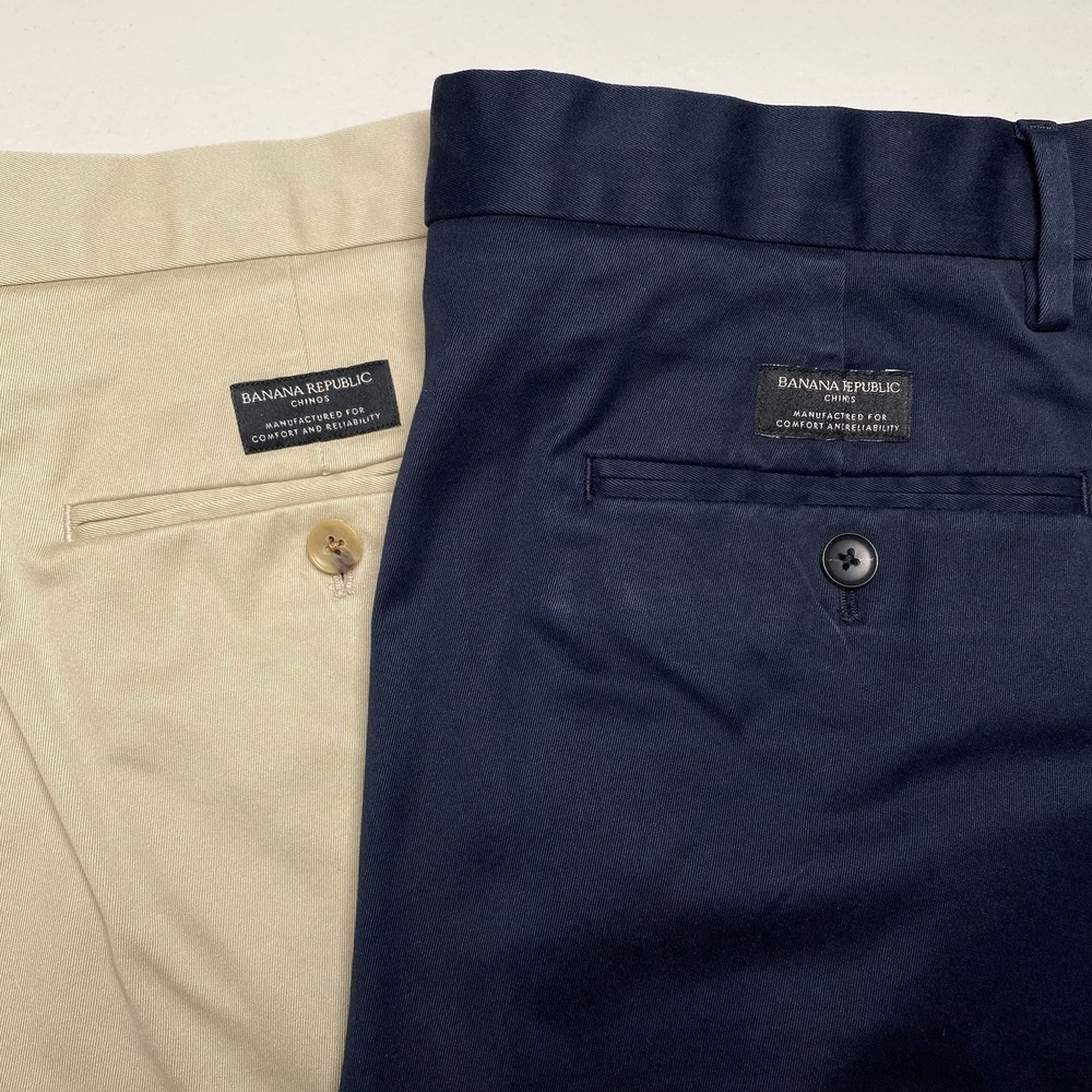 Lot of 2 Banana Republic Aiden Rapid Movement Chino Pants (35x31) Flat Front